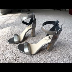 Vince Camuto silver leather sandals high heel